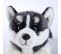 CU-MATE 16'' Siberian Husky Stuffed Dog Animal Simulation-Realistic & Lifelike Soft Handmade Lying Dog Plush Toy Puppy -Present Gift for Boys and Girls