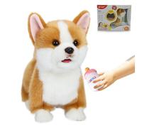 CU-MATE Electronic Walking Cats Dog, Realistic Interactive Pet Toy, Walking, Barking,Wagging Tail & Talking, Gifts for Boys and Girls (Electric Corgis)