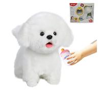 CU-MATE Electronic Walking Cats Dog, Realistic Interactive Pet Toy, Walking, Barking,Wagging Tail & Talking, Gifts for Boys and Girls (Electric Maltese)