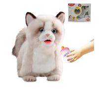 CU-MATE Electronic Walking Cats, Realistic Interactive Pet Toy, Walking, Barking,Wagging Tail & Talking, Gifts for Boys and Girls (Electric ragdoll cat)