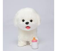 CU-MATE Plush Interactive Maltese Simulation Dog-Realistic Puppy Electronic Toy Dog with Walking/Barking/Wagging Tail/Talking-Like Real Robotic Present