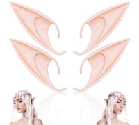 Cuackamily 2 Pairs Pixie Elf Ear, Fairy Elf Ear Cosplay Pointy Goblin Ears Dress Up Costume Soft Prosthetic Ears, Cosplay Accessories Halloween Christmas Anime Party Vampire Ears Live Broadcast Props