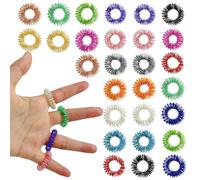 Cuackamily 28 PCS Acupressure Rings, Spiky Sensory Finger Rings for Silent Stress Reducer and Massager Improves Blood Circulation, Relief Anxiety Fidget Ring Set Colorful Metal Toys for Teens Adults