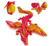 Cuackamily 3D Printed Dragon in Egg, Detachable Winged Dragon Inside Surprise Egg, Articulated Crystal Flexible Joints Toy Kids Adults Easter Christmas Birthdays Holiday Decorations (Orange Red)