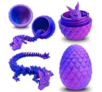 Cuackamily 3D Printed Dragon with Egg,Arctic Crystal Dragon Fidget Toy with Flexible Joints,Home & Office Decor Set/Laser Purple Gift for Kids & Adults