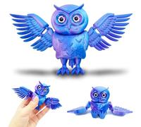 Cuackamily 3D Printed Owl, Fidget Toy Adults Kids for Anti-Anxiety and Stress Relief, Printed Flexible Joints Home Decor Executive Desk Toys, Kids Birthday Gifts for Stress Relief(Blue-purple)