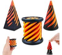 Cuackamily 3PCS Impossible Cone Fidget Toys, 3D Printed Spiral Cone Fidget Toy Fun Pyramid Passthrough Sculpture Triangle, Mini Stress Relief Desk Decorations Toy Kids Adult Christmas Birthday Gifts