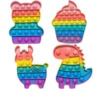 Cuackamily 4PCS Pop Bubble Fidget Toys Set,Push Rainbow Poppet Sensory toy Dinosaur Bear Alpaca Ice cream Anxiety Autism Stress Relief, Favors Bags Filler Christmas Birthday Gift for Kids Adults