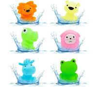Cuackamily 6 PCS Baby Bath Toys, Forest Animal Sensory Toys Silicone for Babies, Baby Bath Tub Toys Paddling Pool Toys Stocking Filler Toy Bath-time Shower Christmas Birthday Gift for Boys Girls