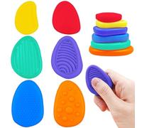 Cuackamily 6 PCS Fidget Toy Set,Textured Soft Worry Stone Fidget Toys,Sensory Stone Toy Finger Toy,Fidget Stress Calming Toys Anxiety Relief Stress Relief for ADHD, ADD, Autism, Adults, Kids