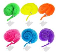 Cuackamily 6 Pcs Rainbow Twisty Worm On A String Toy Set