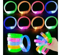 Cuackamily 8 PCS Glow In The Dark LED Light Up Bracelet Set