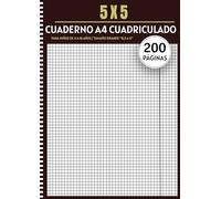 Cuaderno A4 Cuadriculado 200 Hojas: para estudiantes de matemáticas y ciencias. Cuadrícula de 5x5 mm, tamaño A4, con 200 páginas para escribir, dibujar y resolver problemas con precisión.