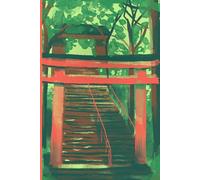 Cuaderno A5 Santuario Japonés | Libreta de Puntos Dot Grid | Diseño Torii Gate en el Bosque: Colección SHIHARU STUDIO - 110 páginas - Tapa Blanda Ilustrada