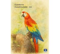 Cuaderno Cuadriculado - A4: 120 Páginas - Cuadrícula 5mm - Scarlet Macaw Watercolor Portrait Design Edición - Ideal para Matemáticas, Ciencias & Diseño - WJ Notelab