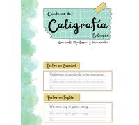 Cuaderno de caligrafía bilingüe español e inglés: Con pauta Montessori y letra ligada escolar