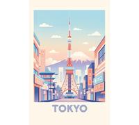 Cuaderno Vintage Tokio.: Libreta de notas estilo póster de viaje retro en colores pastel. Tapa blanda, tamaño 5.5 x 8.5 in /140 × 216 mm | Ideal para ... retro |48 hojas, 96 pág. Hojas blancas.,