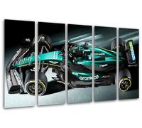 Cuadros Camara Set of 3 Decorative Wall Posters for Living Room Decoration Modern Bedrooms Room Print on Wood with Hangers, Car Formula 1 2024 Aston Martin AMR24, Fernando Alonso, (165 x 62 cm)