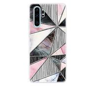 CUAgain Compatible with Huawei P30 Pro Case Silicone Marble Diamond Pattern with Bumper Soft Pretty Design Ultra Thin Slim Protective Shockproof Cover for Girls Women Men Boys Grey + pink