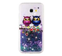 CUAgain Compatible with Samsung Galaxy A3 2017 Case Clear Silicone 3D Glitter Sparkle Galaxy A3 2017 Cover Liquid Transparent Bumper Shockproof for Girls Boys Women Men,Owl