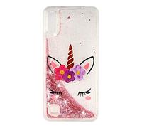 CUAgain Compatible with Samsung Galaxy M10/A10 2019 Case Clear Silicone 3D Glitter Sparkle Pretty Galaxy A10 Cover Liquid Transparent Bumper Shockproof for Girls Boys Women Men,Pink unicorn