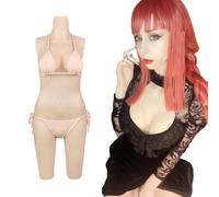 CUAIBB Plus Size 5-Point Silicone Breastplate Bodysuit - Realistic Breasts Forms with Catheter for Crossdressers & MTF, Ivory White
