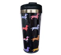 CUAJH Cute Dog Dachshund Travel Coffee Mug for Women Men Thermal Tumbler with Wrap, Lid and Stainless Steel Interior 14 OZ