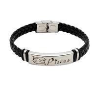 CUAJHNPX Mens Leather Bracelet,Sales Light Luxury Simple Braided Rope Twelve Constellation Leather Bracelet,Energy Jewellery for Men Women Pisces