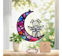 CUALFEC Comforting Dog Memorial Gift Set - Stained Glass Suncatcher, Engraved Paw Bracelet & Sympathy Card - Healing Loss of Pet Gift for Men, Women, Cat, Dog Memorial