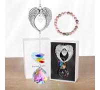 CUALFEC Dog Memorial Gifts Pet Memorial Clear Crystal Ball Rainbow Maker Suncatcher No Longer by My Side Forever in My Heart Bracelet Loss of Dog Gifts Paw Prints Keepsake