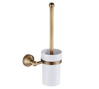 Cuasting Antique Brass Bathroom Toilet Brush Set Holder Brush with Ceramic Cup