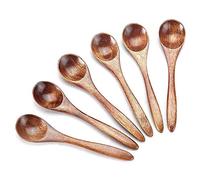 Cuasting Small Wooden Spoons, 6Pcs Wooden Teaspoon for Cooking Small Condiments Spoon, Wooden Honey Spoon for Daily Use
