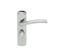 Cuatro Carlisle Brass Serozzetta Door Handle on Backplate (Polished Chrome) (Bathroom)