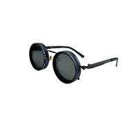 CUAXINHM Adjustable Rounded Polarized Sunglasses|Driving,Fishing,Travel|ND Lens,9-Level adjustment,UV400 Protection,24-hour elegance (Thick bezel-black thick legs-black leg covers)