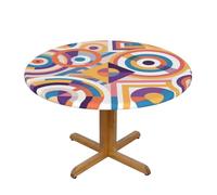 CUAXINHM Elastic Hem European Tablecloth 48in/54in - Waterproof Oilproof Print for Beer Gardens & Outdoor Dining (Abstract Geometric F,S)