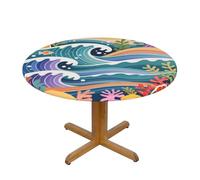 CUAXINHM European Pub Tablecloth 48/54 in - Waterproof Maple Leaf/Plant/Ocean Print Cover for Garden Bistro & Outdoor Dining (E,S)