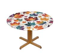 CUAXINHM European Pub Tablecloth 48/54 in - Waterproof Maple Leaf/Plant/Ocean Print Cover for Garden Bistro & Outdoor Dining (B,M)