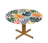 CUAXINHM European Pub Tablecloth 48/54 in - Waterproof Maple Leaf/Plant/Ocean Print Cover for Garden Bistro & Outdoor Dining (I,M)