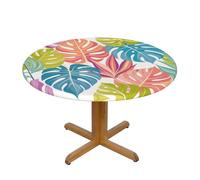 CUAXINHM European Pub Tablecloth 48/54 in - Waterproof Maple Leaf/Plant/Ocean Print Cover for Garden Bistro & Outdoor Dining (J,M)