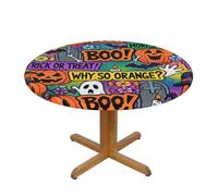 CUAXINHM Waterproof European Pub Tablecloth 48in/54in Oilproof Halloween Design for Outdoor, BBQ and Beer Garden (Halloween print F,M)