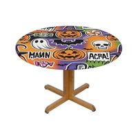 CUAXINHM Waterproof European Pub Tablecloth 48in/54in Oilproof Halloween Design for Outdoor, BBQ and Beer Garden (Halloween print D,S)