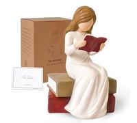 Cuayaes Book Lover Gifts Reading Sculpture, Book Accessories for Reading Lovers, Graduates, Students, Teachers, Hand-Painted Resin Figurines Ornaments Bookshelf Decor for Home Office Desk
