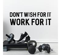 Cuayaes Inspirational Quotes Don't Wish for it Work for it, Motivational Gym Wall Decal Removable Stickers, Motivational Saying Fitness Wall Art Decor Vinyl Removable Sticker