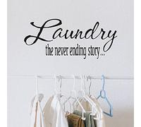 Cuayaes Laundry The Never Ending Story Vinyl Lettering Wall Decal Sticker Laundry Room Wall Stickers Saying Quote Words Decal Washer Stickers Quote Wall Art Stickers