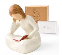 Cuayaes Women Thinker Sculpture Book Lover Gifts, Ornaments for Shelves Living Room Desk Book Shelf Decor, Resin Figurine Reading Corner Decorations, Book Accessories for Reading Lovers