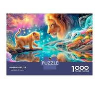 Cub Meets Lion Reflection in Stream 1000-Piece Jigsaw Puzzle The Lion Brain Training for Adults & Kids 52x38cm/1000pcs