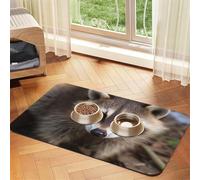Cub Raccoon Dog Food Mat, Absorbent Pet Feeding Mat for Food and Water Bowls Non-Slip Placement Pad for Floors Waterproof Quick Dry Water Dispenser Mat for Dogs Puppy Cats 12x18 Inch