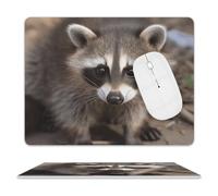 Cub Raccoon Mouse Pad, 10 X 8 Inch PU Leather Mousepad with Smooth Surface, Square Waterproof Mouse Mat Non-Slip Ultra Thin Desk Pad for Gaming, Office & Home