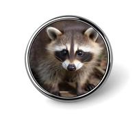 Cub Raccoon Round Lapel Pins for Men Women Metal Button Pin Fashion Personalized Brooch Pins for Men Suits Cute Brooch Badge for Backpack Clothing Hat Bag Decoration