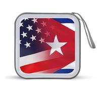 Cuba And U.S. Flag CD Case 40 Capacity Plastic DVD Storage Box Sleeves Zippered Wallet